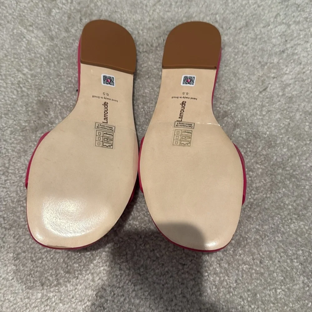 NWOT Larroude Flora flat leather mule sandal in pink - Picture 2 of 4